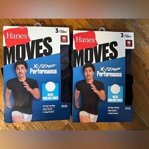 6 Hanes Moves X-Temp Performance T-shirts Size Medium (38-40) New